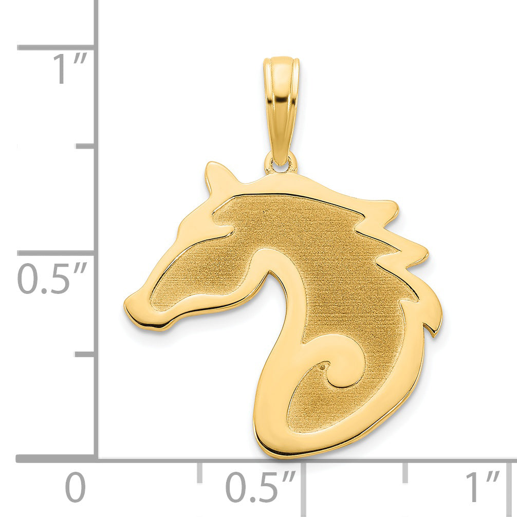 14k Sandblasted Horse Head Charm