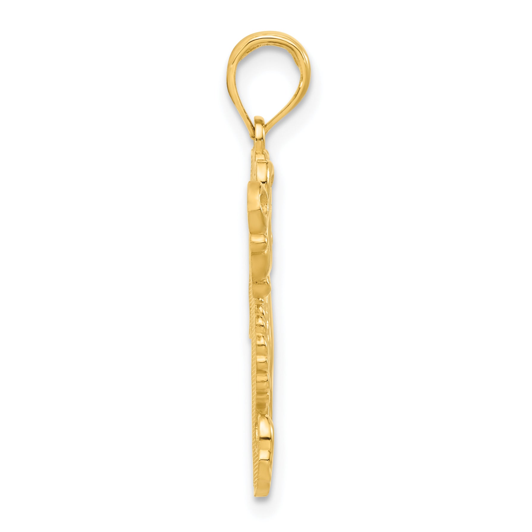 14k Polished Seahorse with Bubbles Pendant