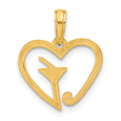 14k Polished Martini In Heart Pendant