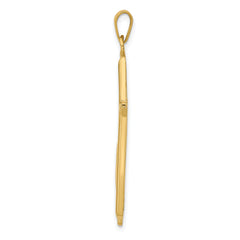 14K Gold Polished Cross Pendant with Drape  Elegant, Solid Design