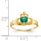 14k Green CZ Polished Claddagh Ring