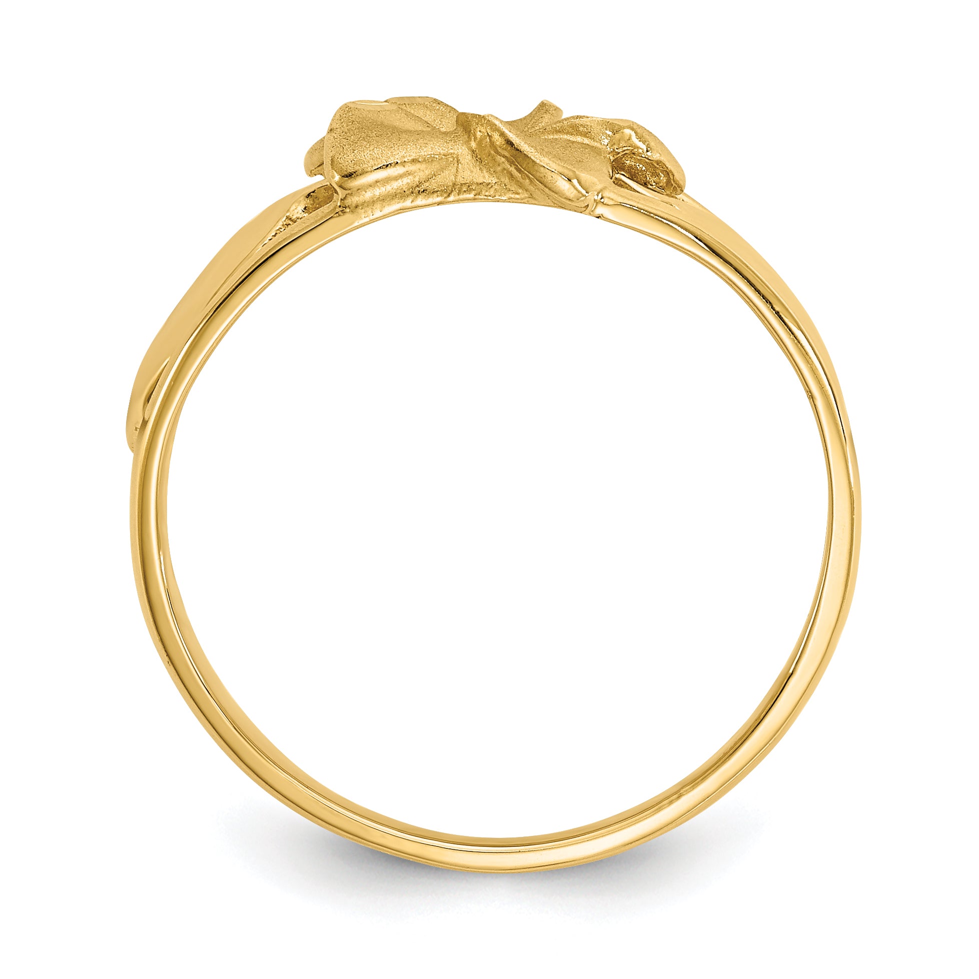 14k Satin & Diamond-Cut Plumeria Ring