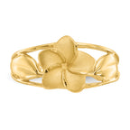 14k Satin & Diamond-Cut Plumeria Ring