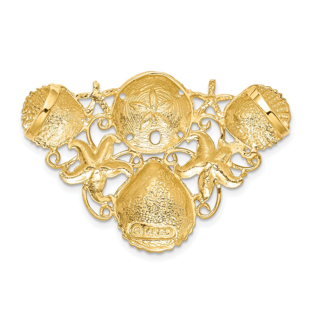 14K Gold Sea Life Diamond-Cut Slide Pendant for Omega Necklaces
