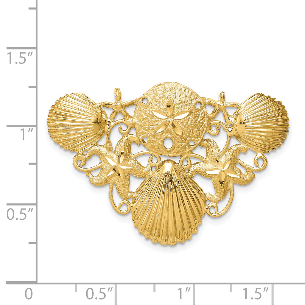 14K Gold Sea Life Diamond-Cut Slide Pendant for Omega Necklaces