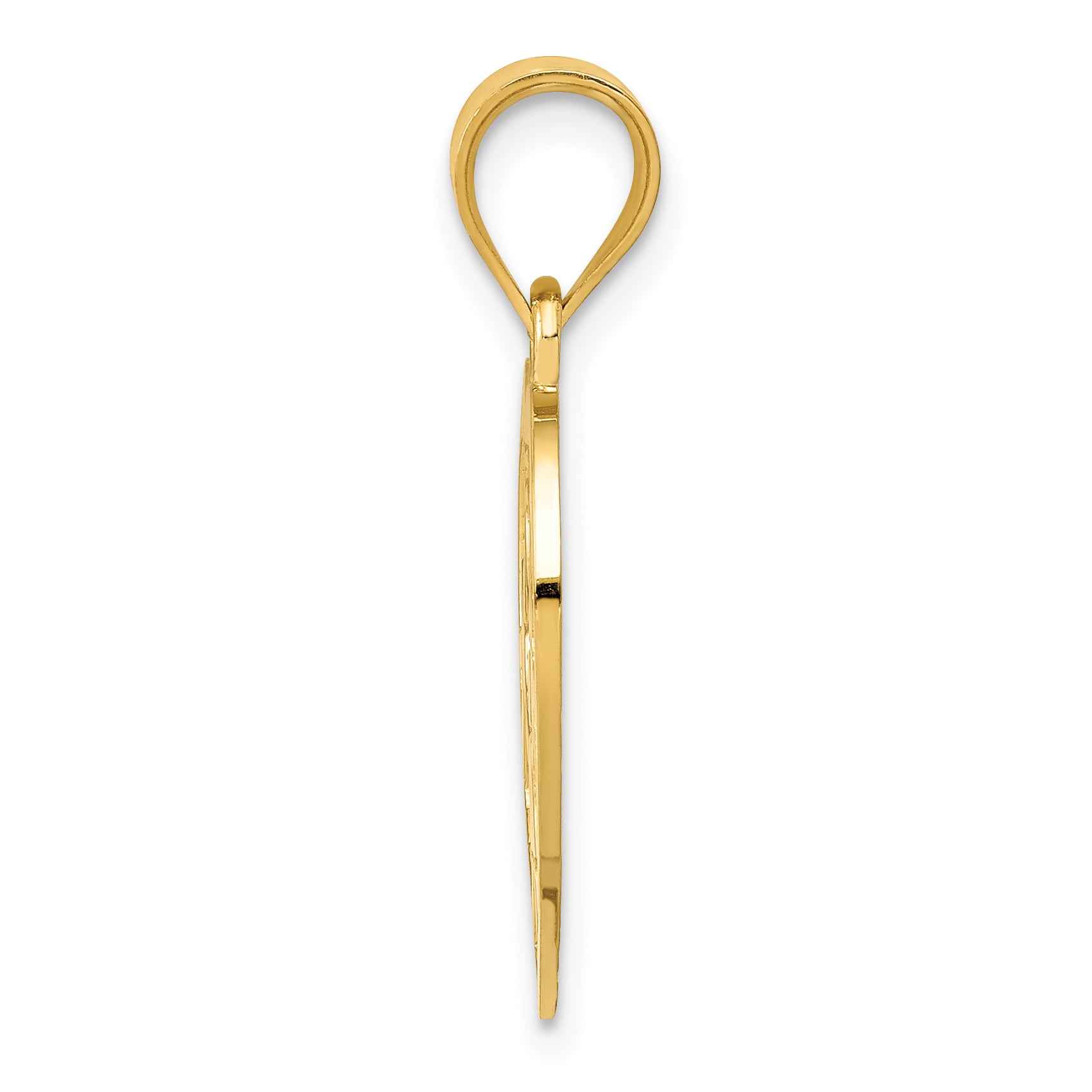 14K Gold Heart Charm Pendant with Textured Back, Solid Cast Secondary image