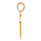 14K Gold Heart Charm Pendant with Textured Back, Solid Cast