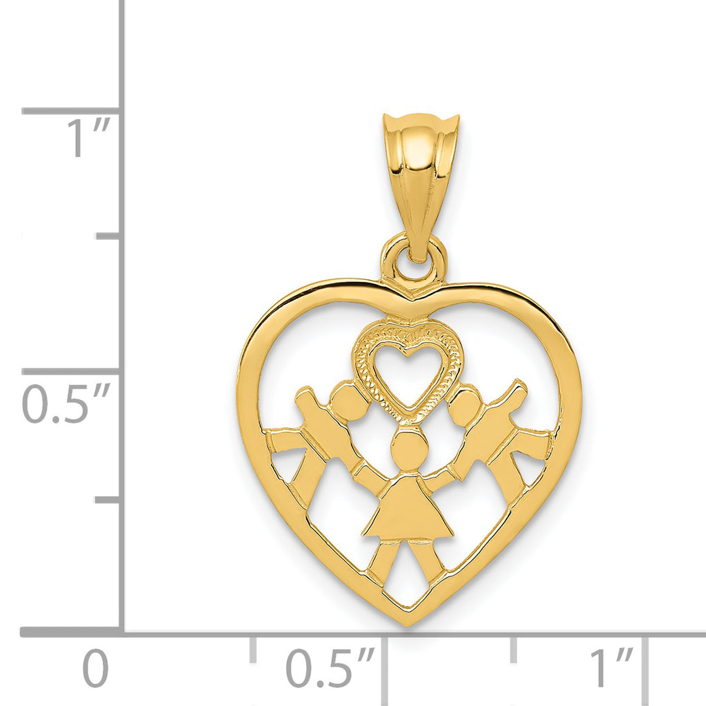 14K Gold Heart Charm Pendant with Textured Back, Solid Cast