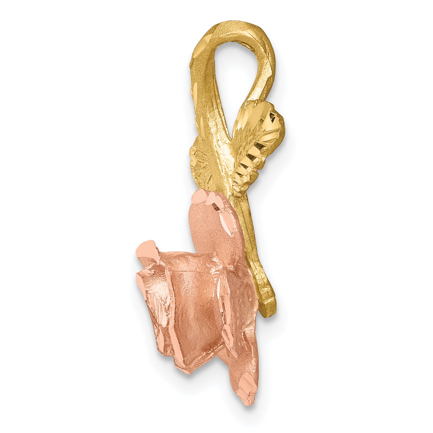 14K Two-Tone Rose Gold Chain Slide Pendant with Polished & Brushed Finish Secondary image