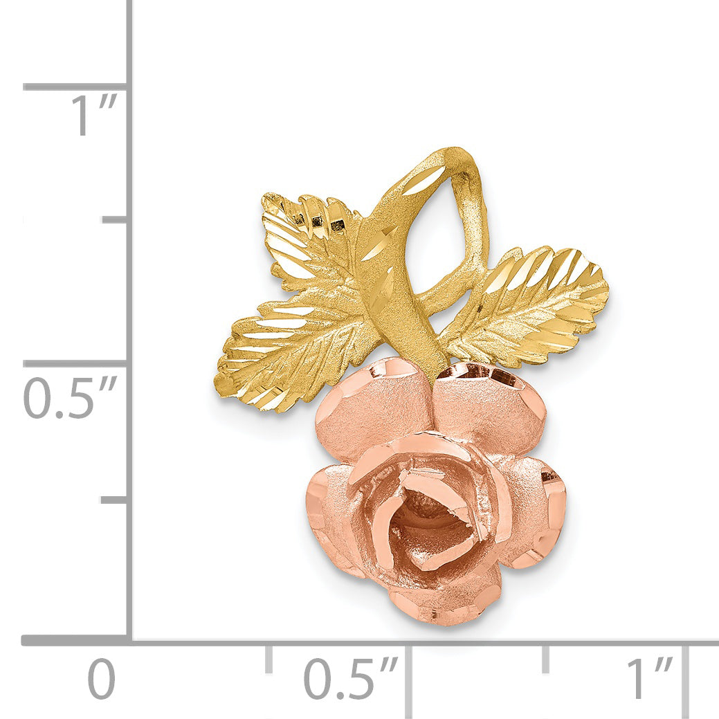 14K Two-Tone Rose Gold Chain Slide Pendant with Polished & Brushed Finish