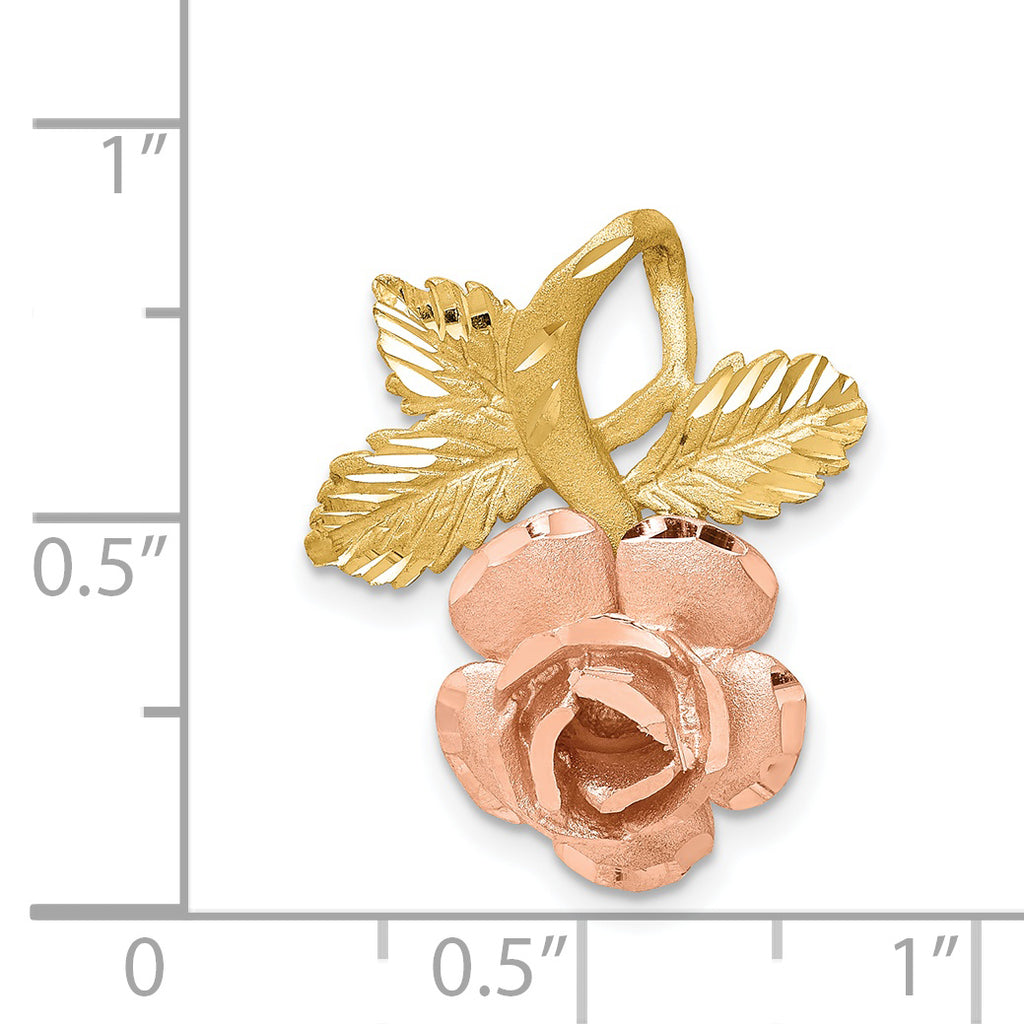 14K Two-Tone Rose Gold Chain Slide Pendant with Polished & Brushed Finish