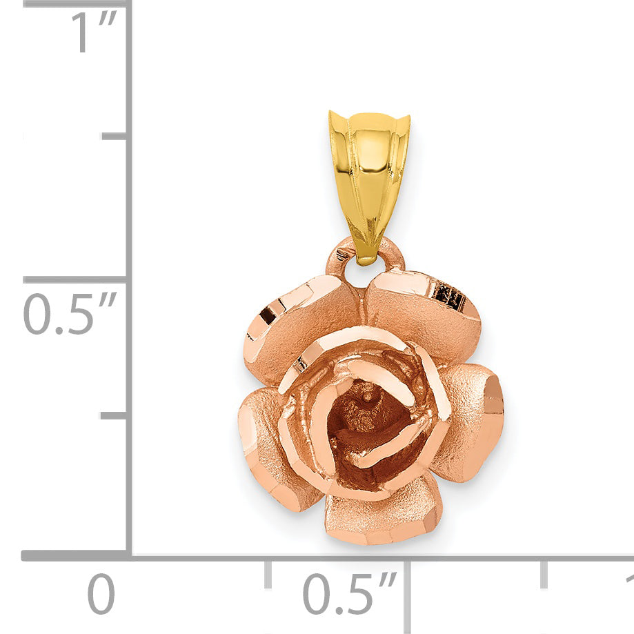 14k Two-tone Rose Charm
