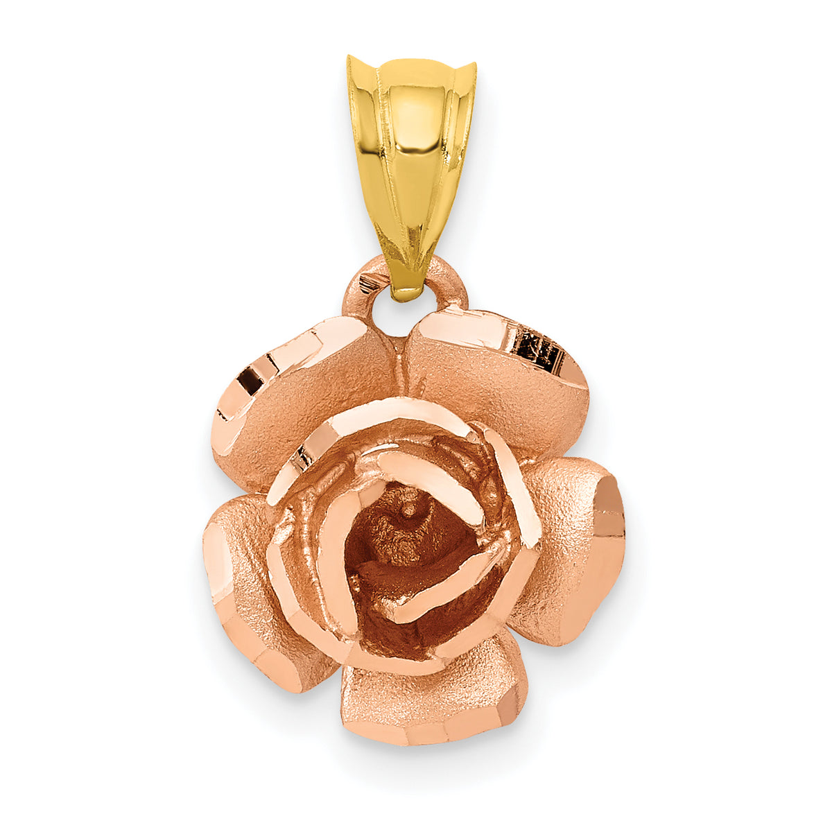 14k Two-tone Rose Charm