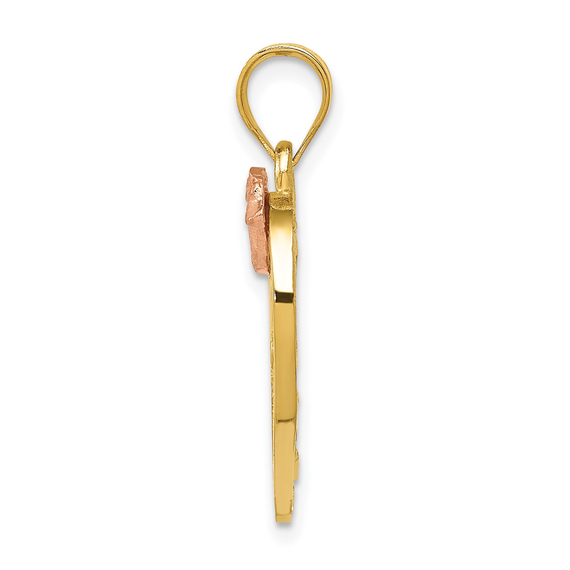 14K Two-Tone Gold Mom Charm with Rhodium Finish  Polished & Textured Secondary image