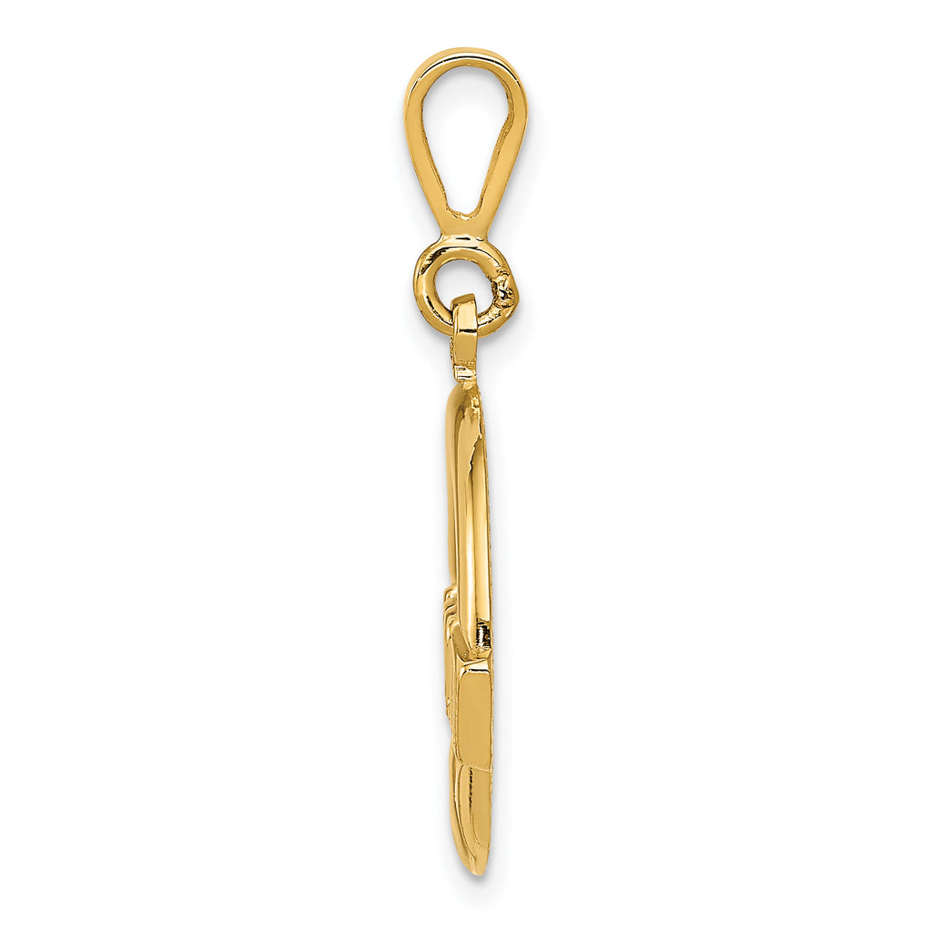 14K Gold Claddagh Pendant for Men with Polished Finish
