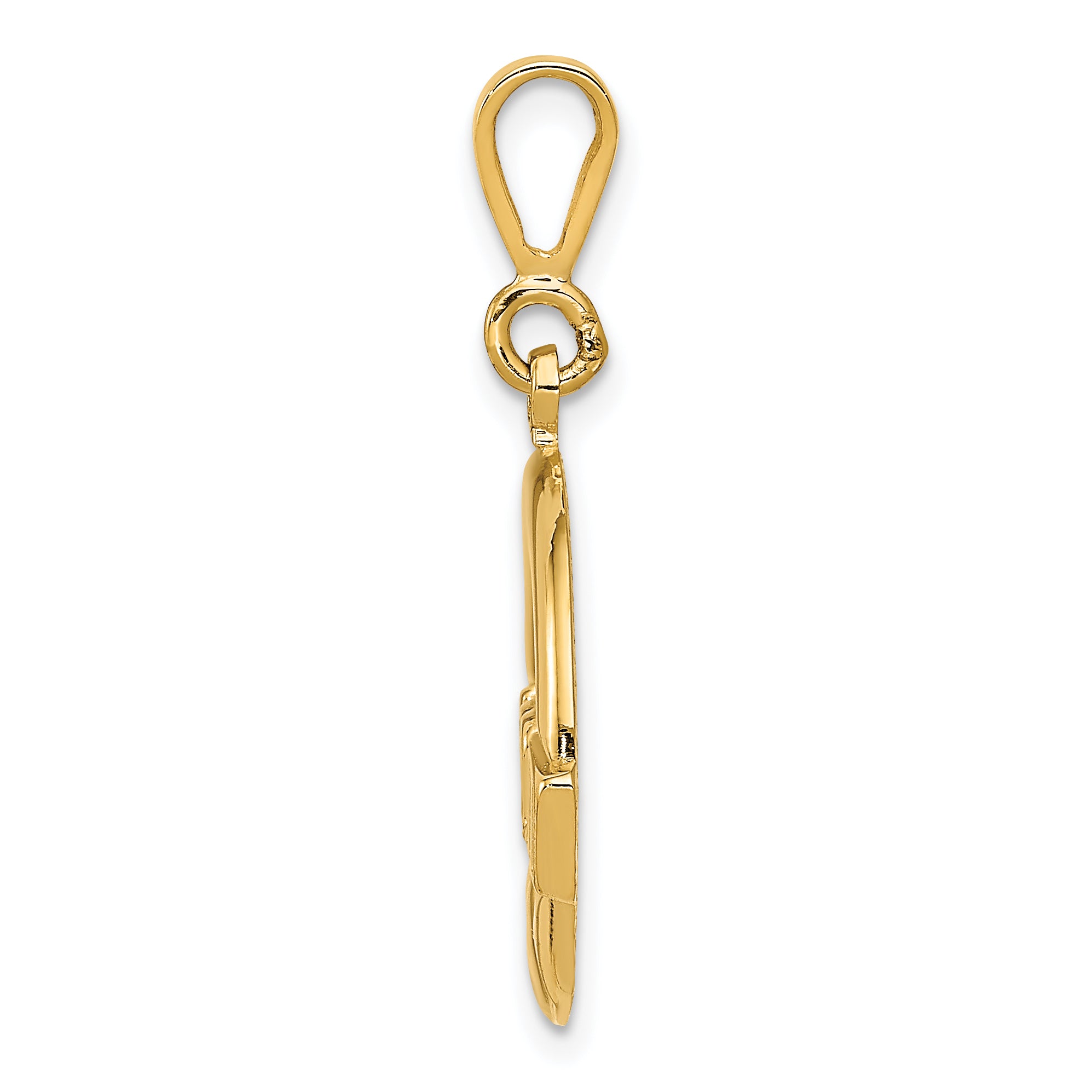 14K Gold Claddagh Pendant for Men with Polished Finish