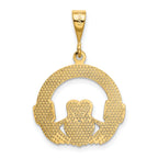 14K Gold Claddagh Pendant for Men with Polished Finish