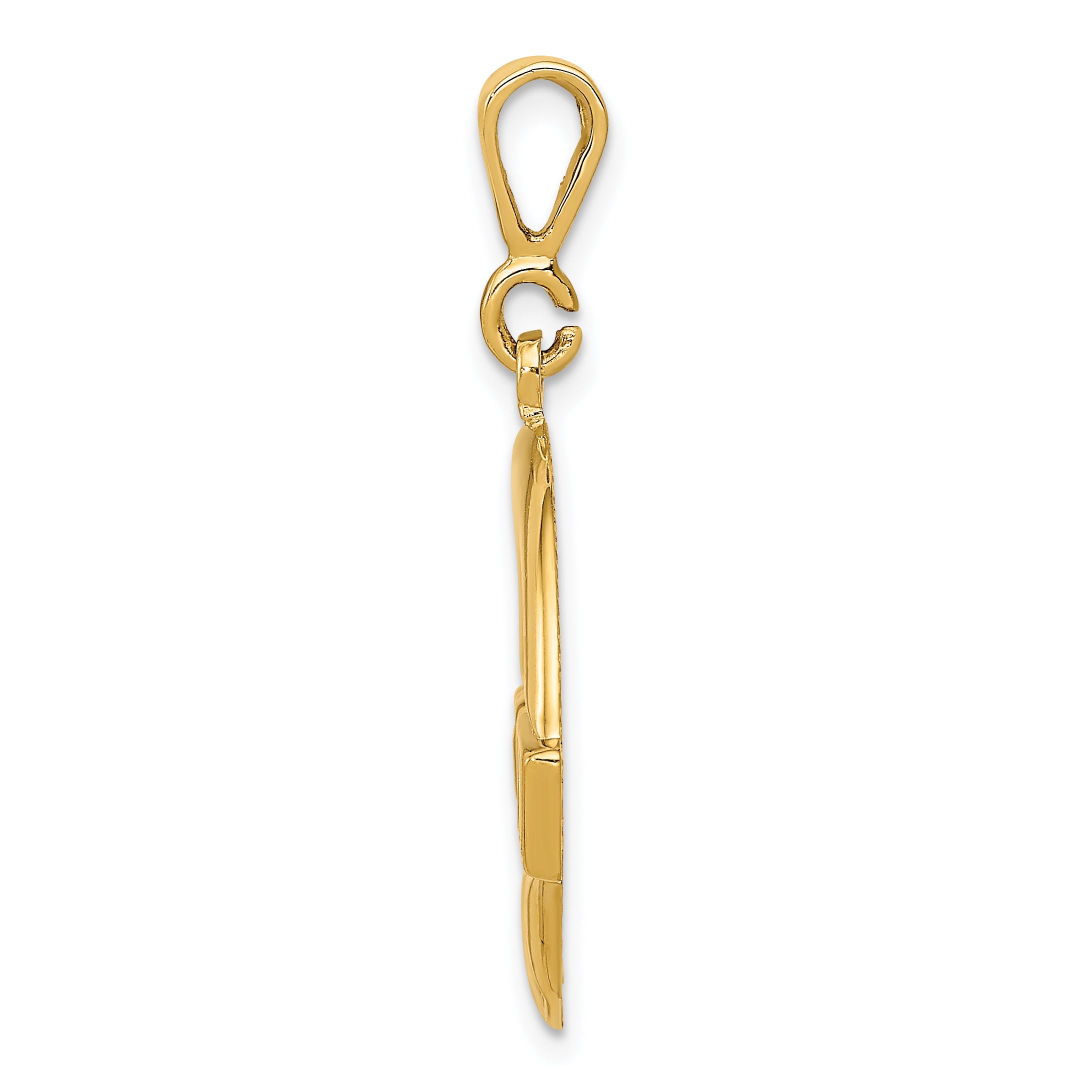 14K Gold Claddagh Pendant for Men with Polished Finish 32mm