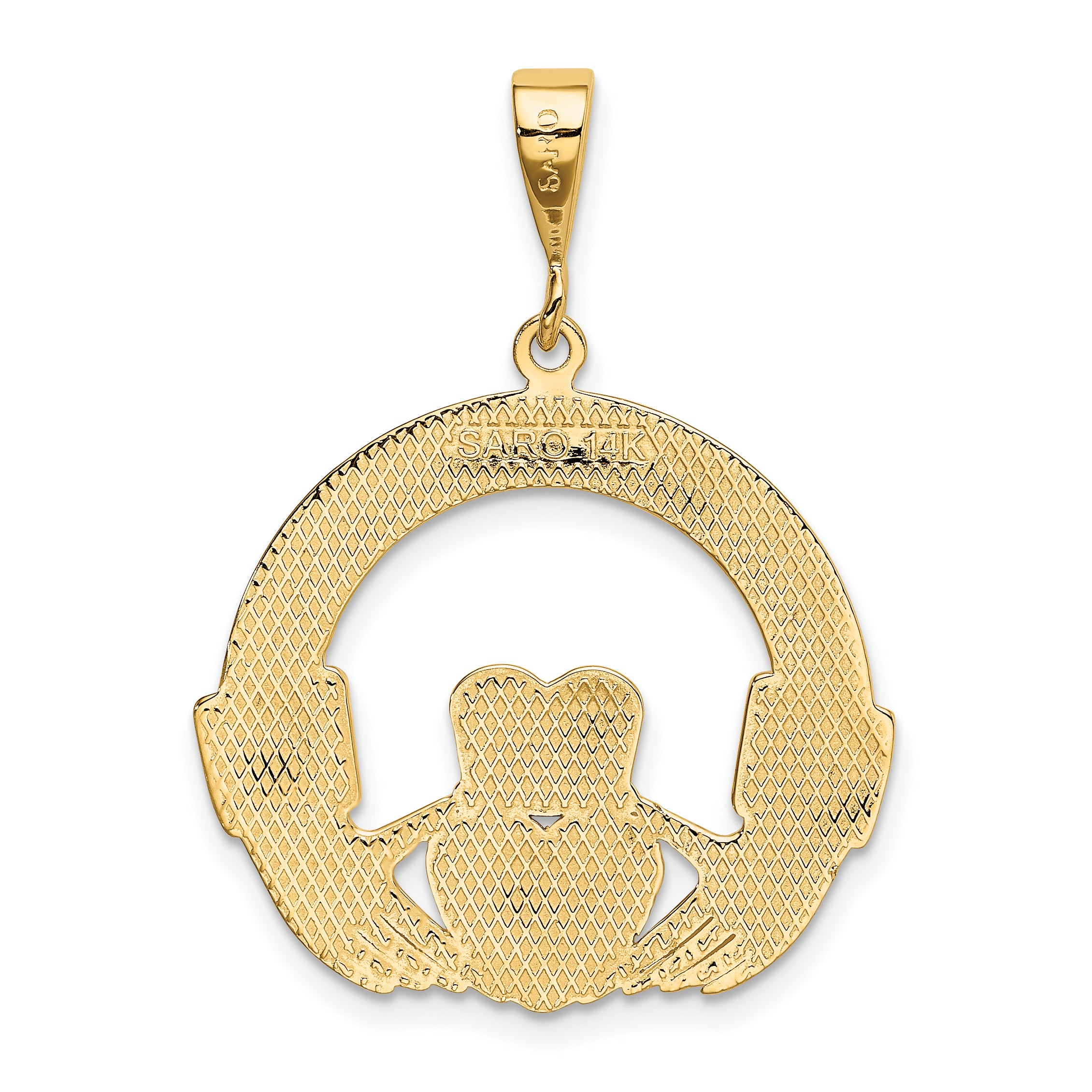 14K Gold Men's Claddagh Pendant with Polished Finish
