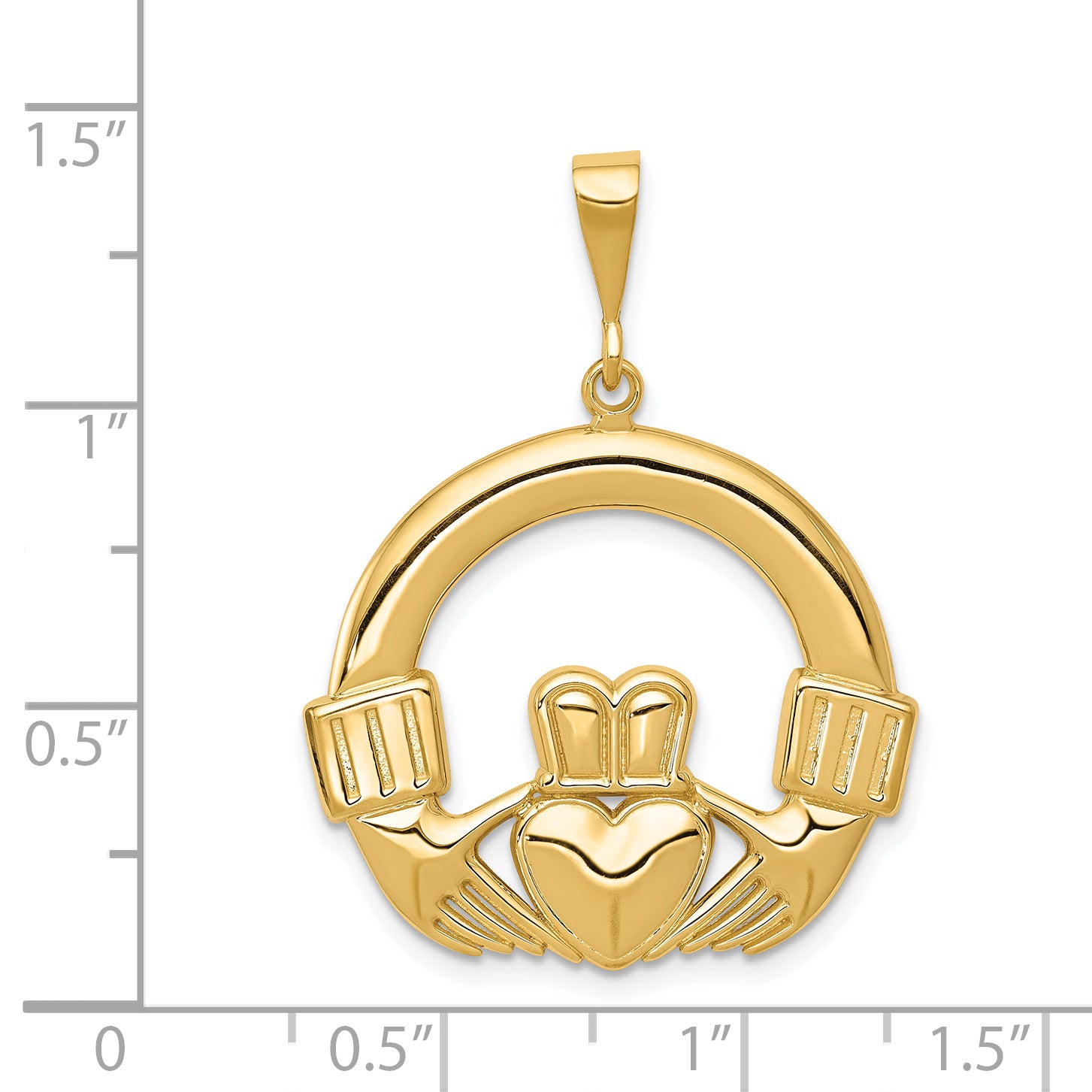 14K Gold Men's Claddagh Pendant with Polished Finish