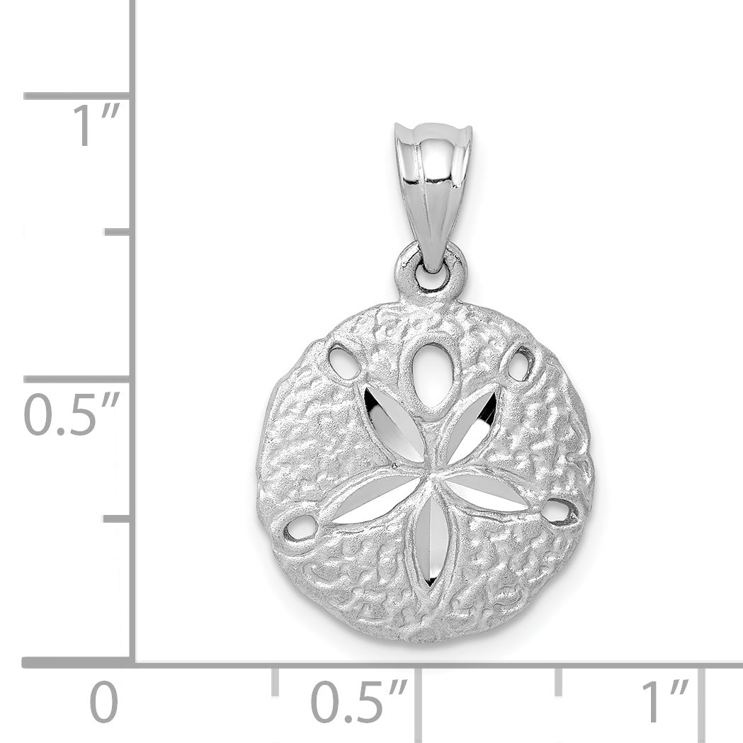 14K White Gold Sanddollar Pendant with Polished Finish for Men by Sophia Jewelers