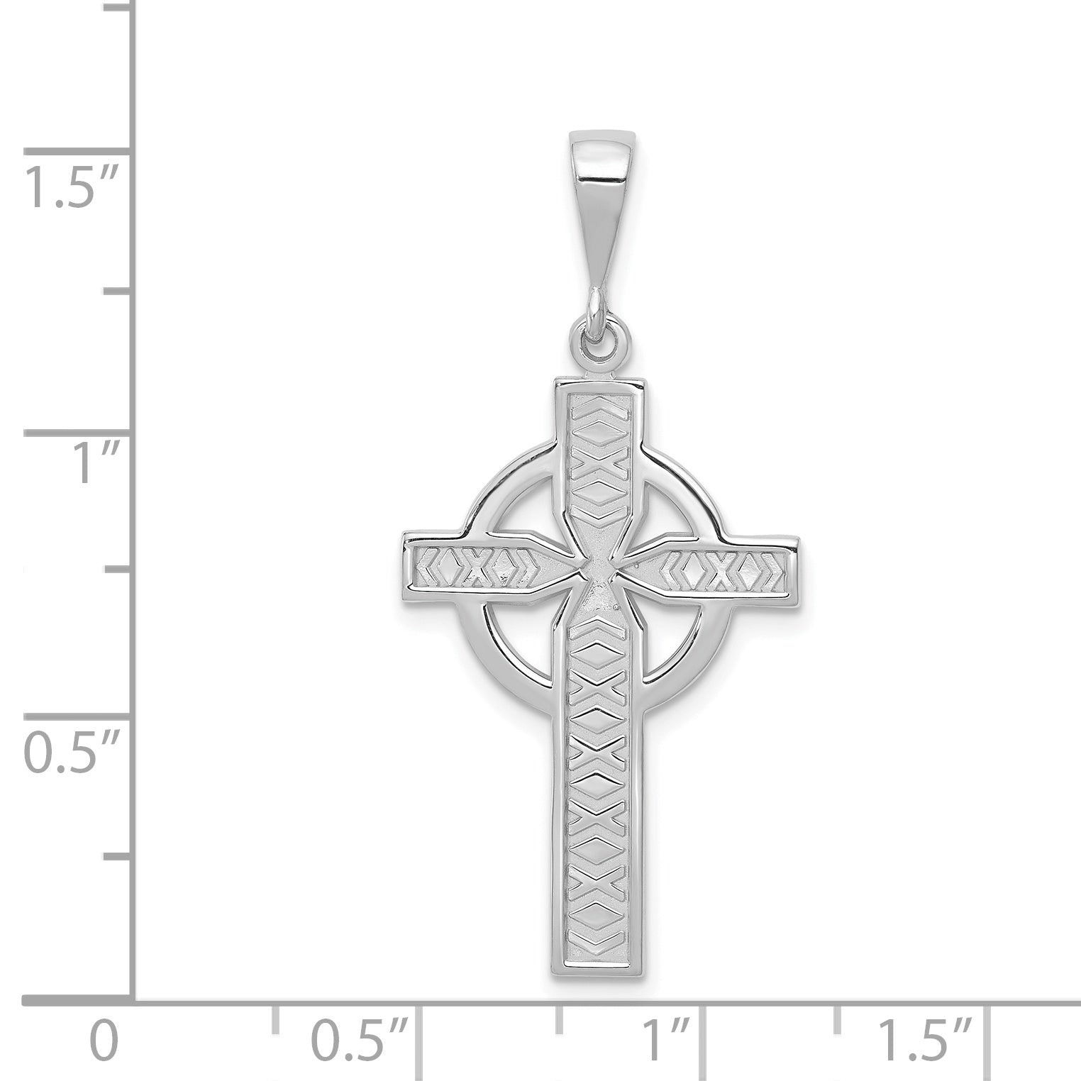 14K White Gold Celtic Cross Pendant with Polished Rhodium Finish Secondary image