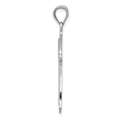 14K White Gold Cross Pendant with Rhodium Finish Elegant Solid Design