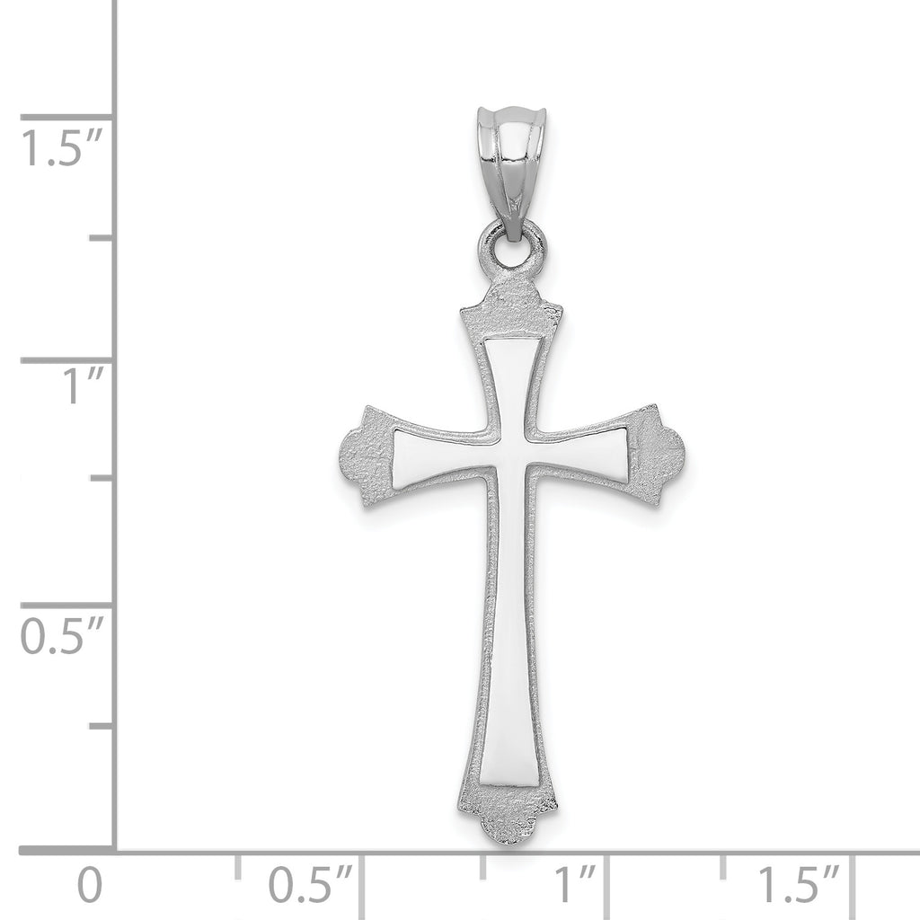 14K White Gold Cross Pendant with Rhodium Finish Elegant Solid Design