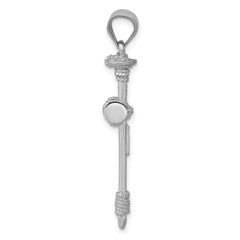 14K White Gold Nail Cross Pendant with Rhodium Plating  Solid & Elegant Design