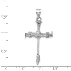 14K White Gold Nail Cross Pendant with Rhodium Plating  Solid & Elegant Design