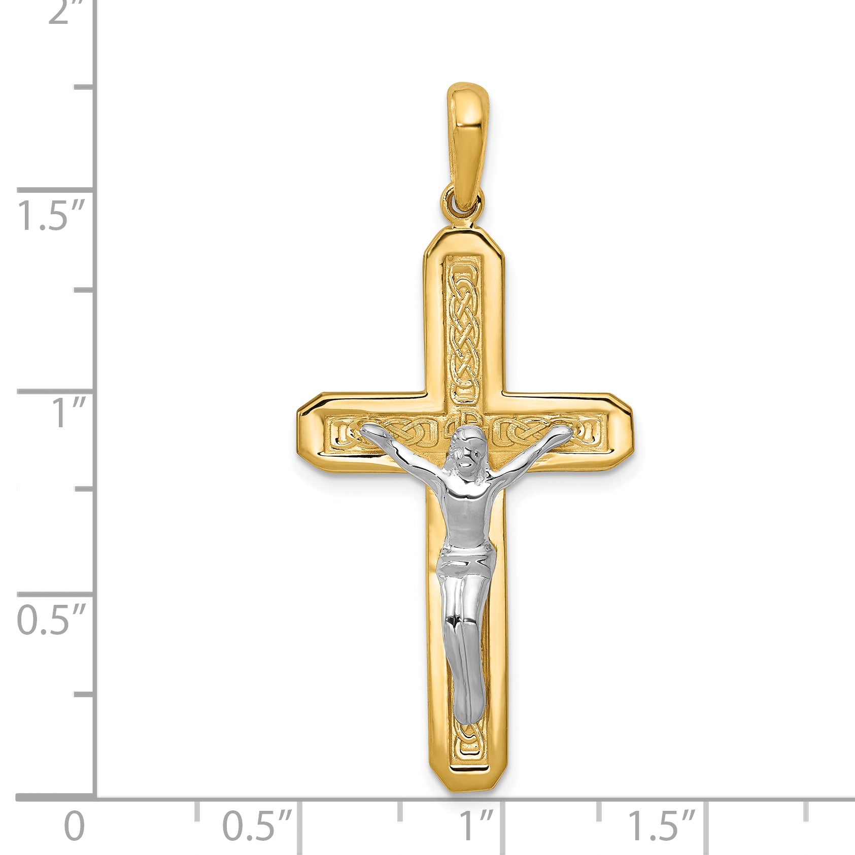 14K Two-Tone Gold Crucifix Pendant with Polished Finish Solid Design Secondary image