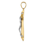 14K Two-Tone Gold Crucifix Pendant with Cubic Zirconia Accent  Elegant Religious Design
