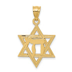 14k Solid Polish Chai in Star of David Charm