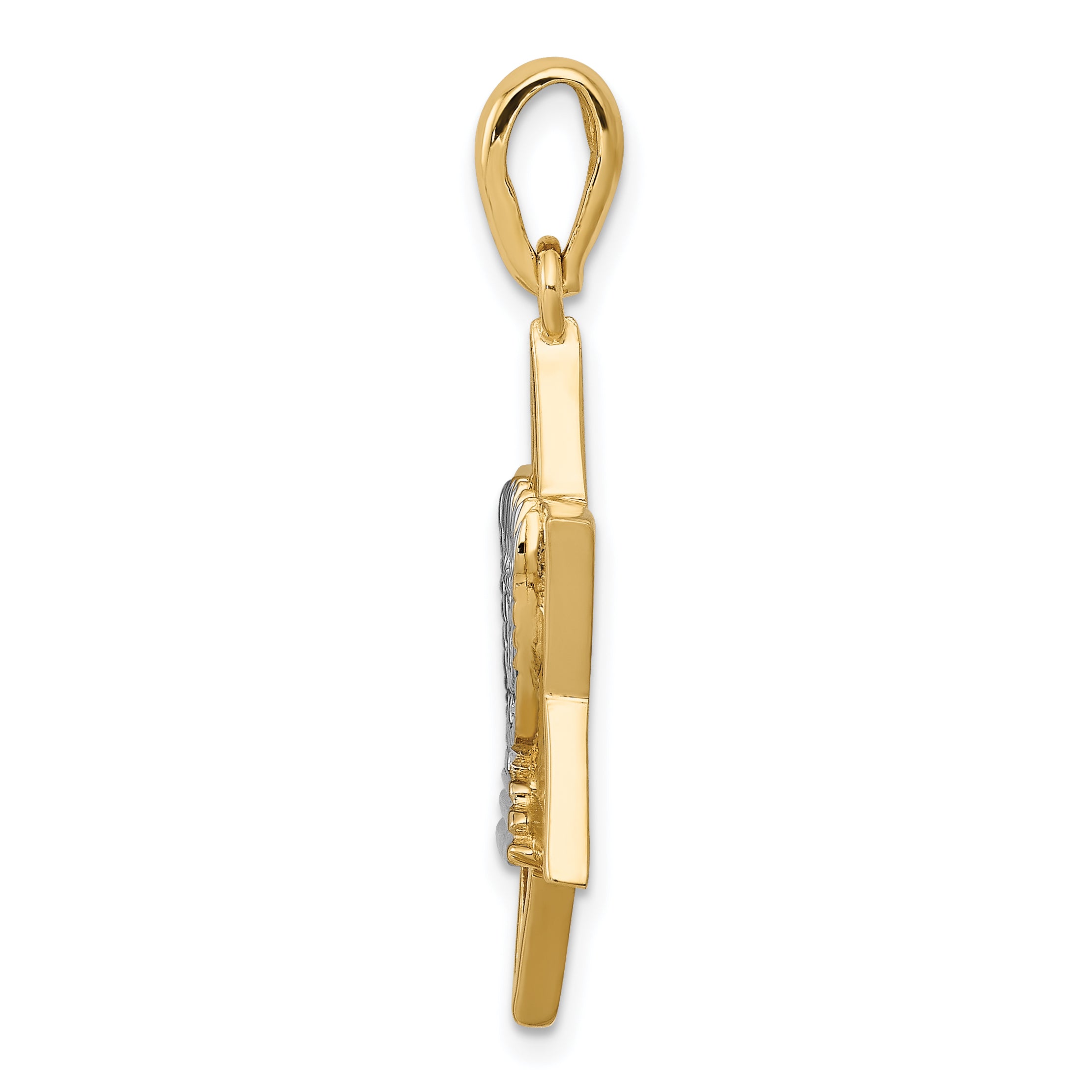 14K Gold Menorah Star of David Charm with White Rhodium Finish Secondary image
