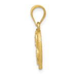 14K Two-Tone Gold Heart Initial B Pendant with Polished Diamond-Cut Finish