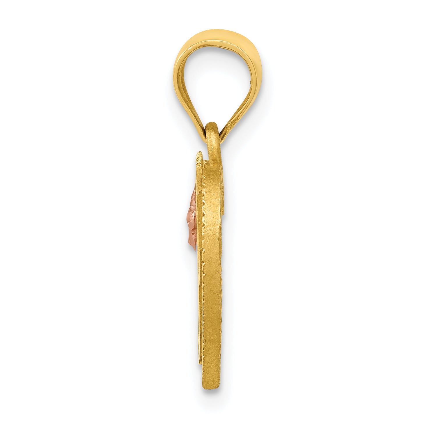 14K Two-Tone Gold F Initial Pendant with Polished Diamond-Cut Finish Secondary image
