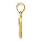 14K Two-Tone Gold Heart Initial H Pendant with Diamond-Cut Finish