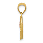 14K Two-Tone Gold Heart Initial J Pendant with Diamond-Cut Finish