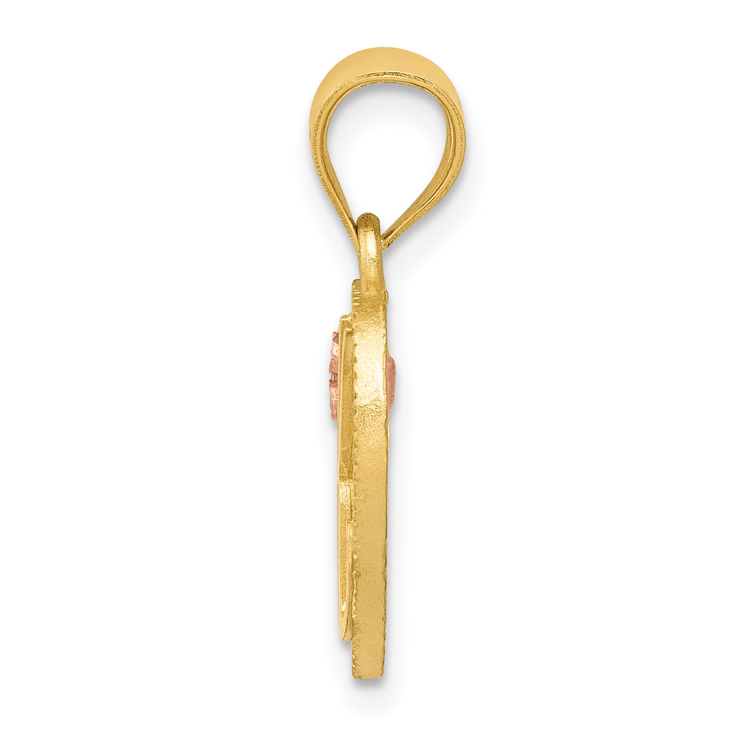 14K Two-Tone Gold Heart Letter K Initial Pendant with Diamond-Cut Finish
