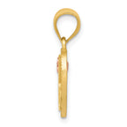 14K Two-Tone Gold Heart Letter K Initial Pendant with Diamond-Cut Finish