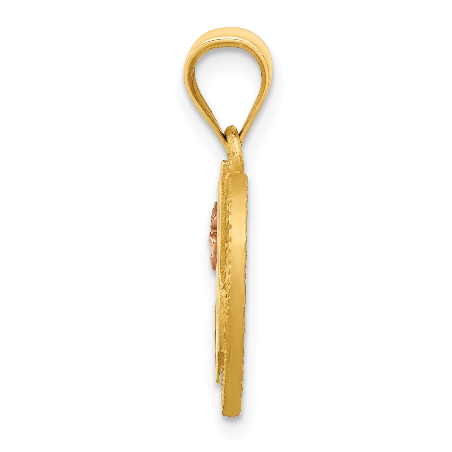 14K Two-Tone Gold Heart Initial M Pendant with Polished Diamond-Cut Finish Secondary image