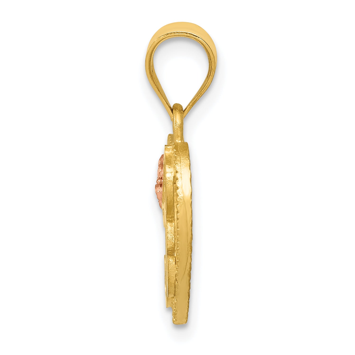 14K Two-Tone Gold Heart Initial R Pendant with Polished Diamond-Cut Finish Secondary image