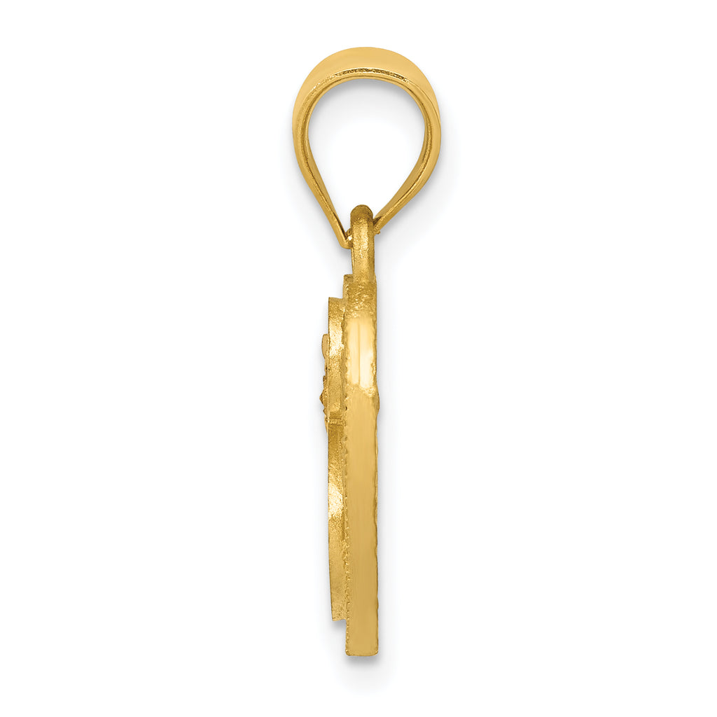 14K Two-Tone Heart Initial S Pendant with Diamond-Cut Detailing Polished Finish