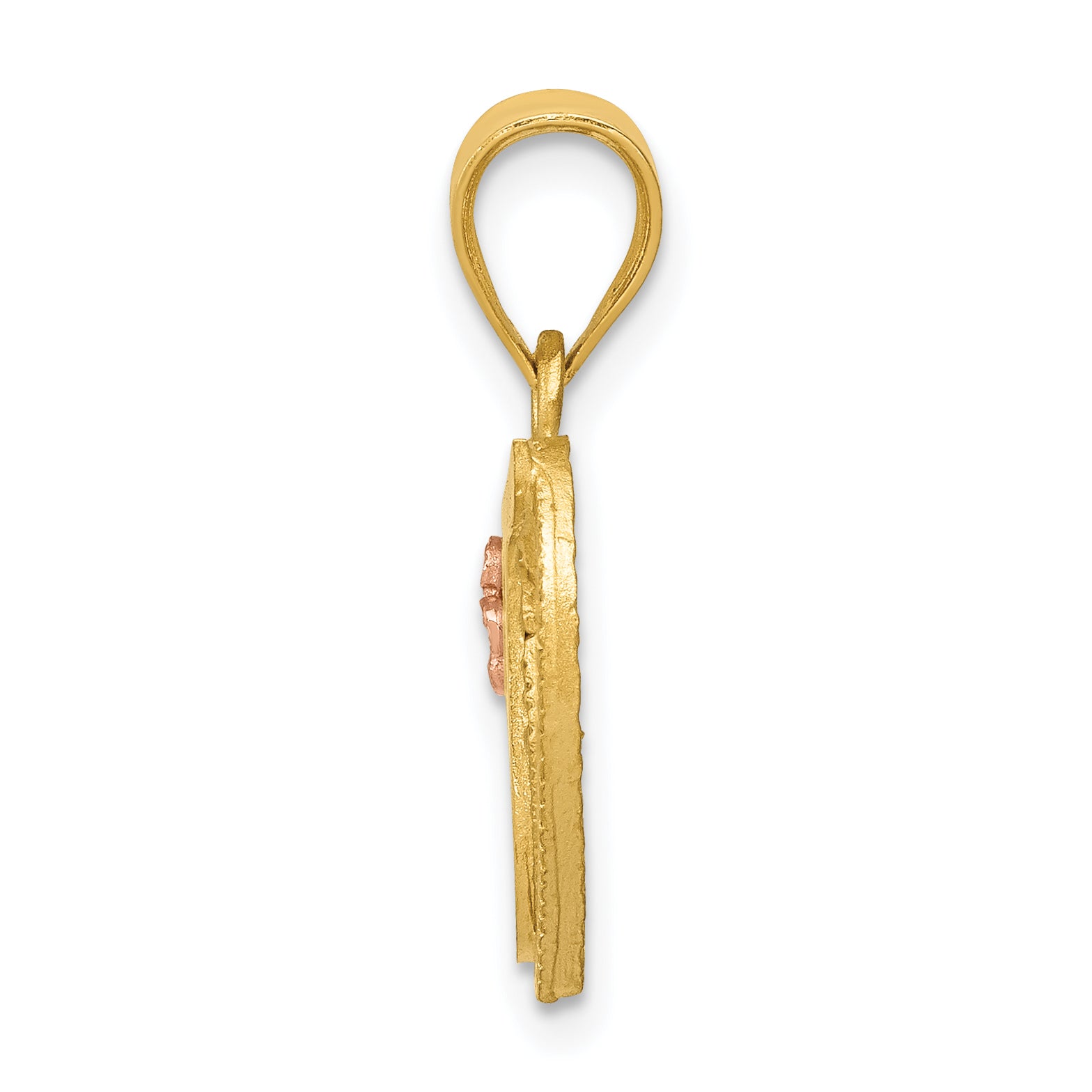 14K Two-Tone Gold Heart Letter T Pendant with Diamond-Cut Finish Secondary image