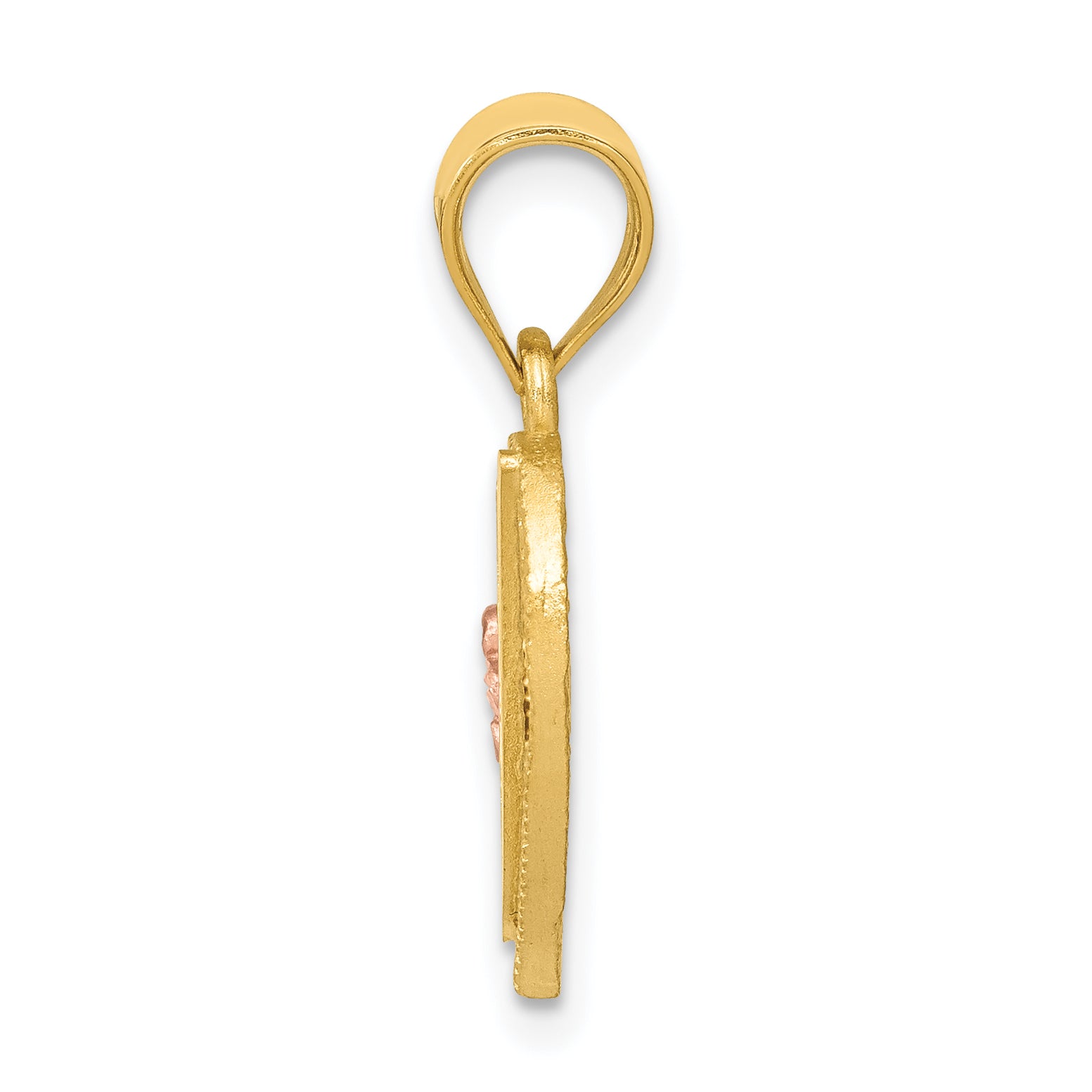 14K Two-Tone Gold Heart Letter V Pendant with Diamond-Cut Finish Secondary image