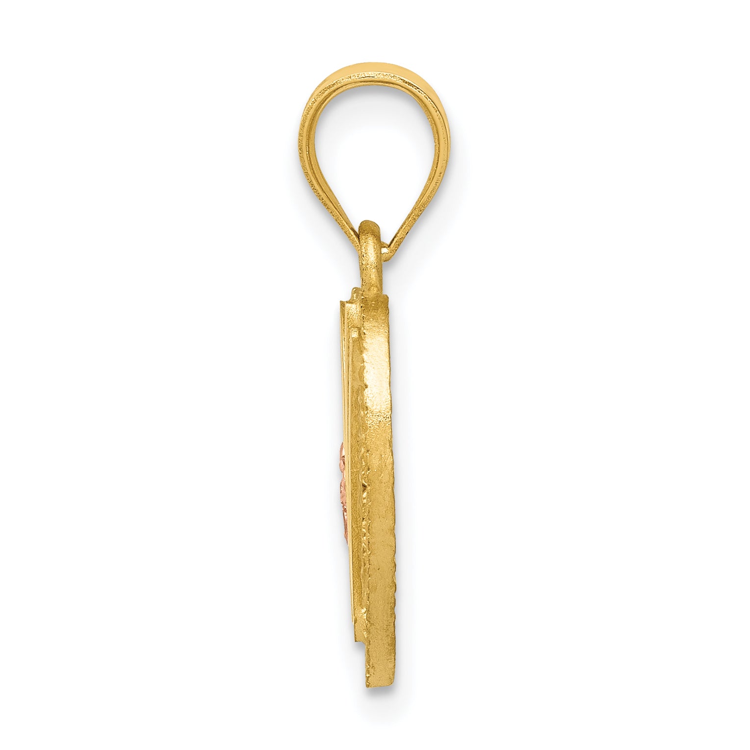 14K Two-Tone Gold Heart Initial W Pendant with Polished Diamond-Cut Finish Secondary image