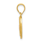 14K Two-Tone Gold Heart Initial W Pendant with Polished Diamond-Cut Finish