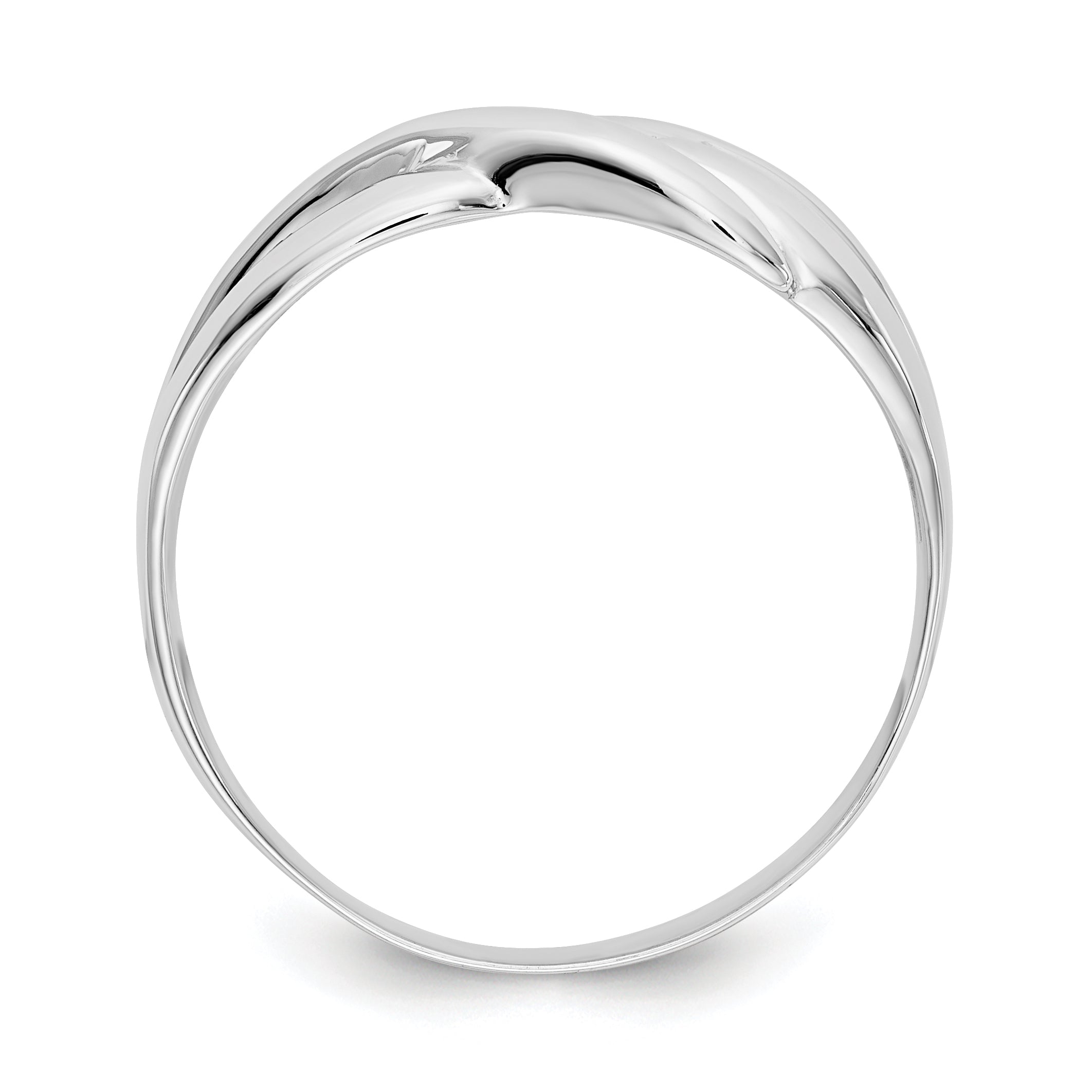 14k White Gold Polished X Dome Ring Secondary image