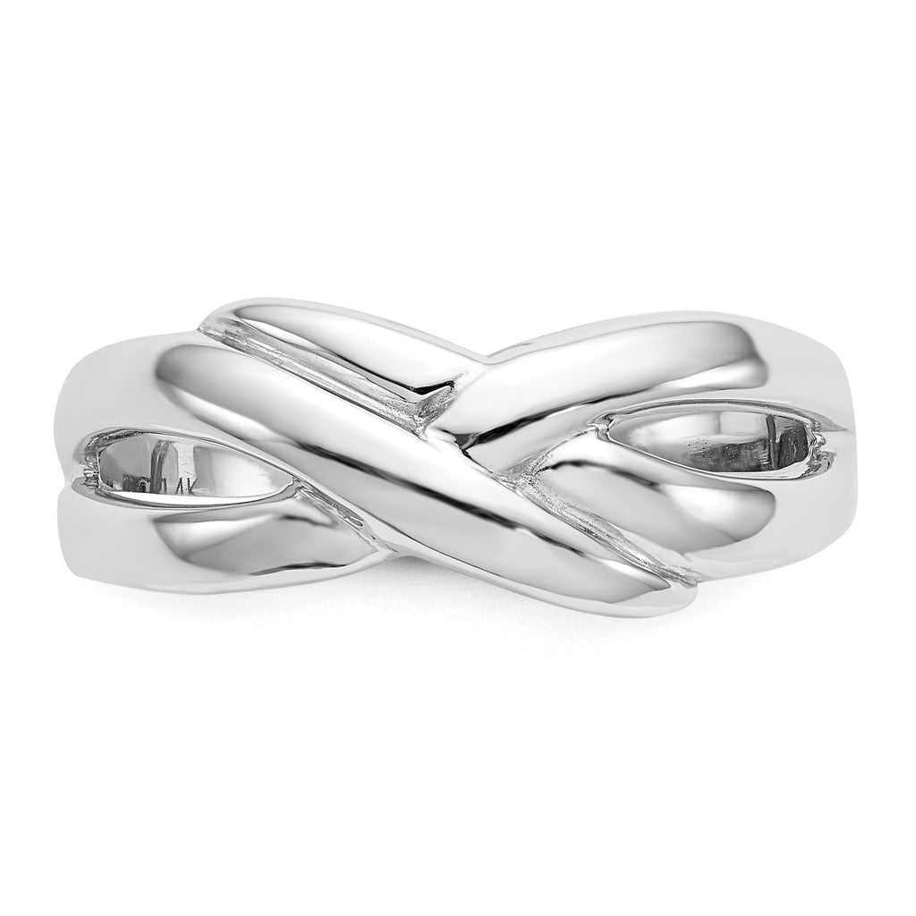 14k White Gold Polished X Dome Ring