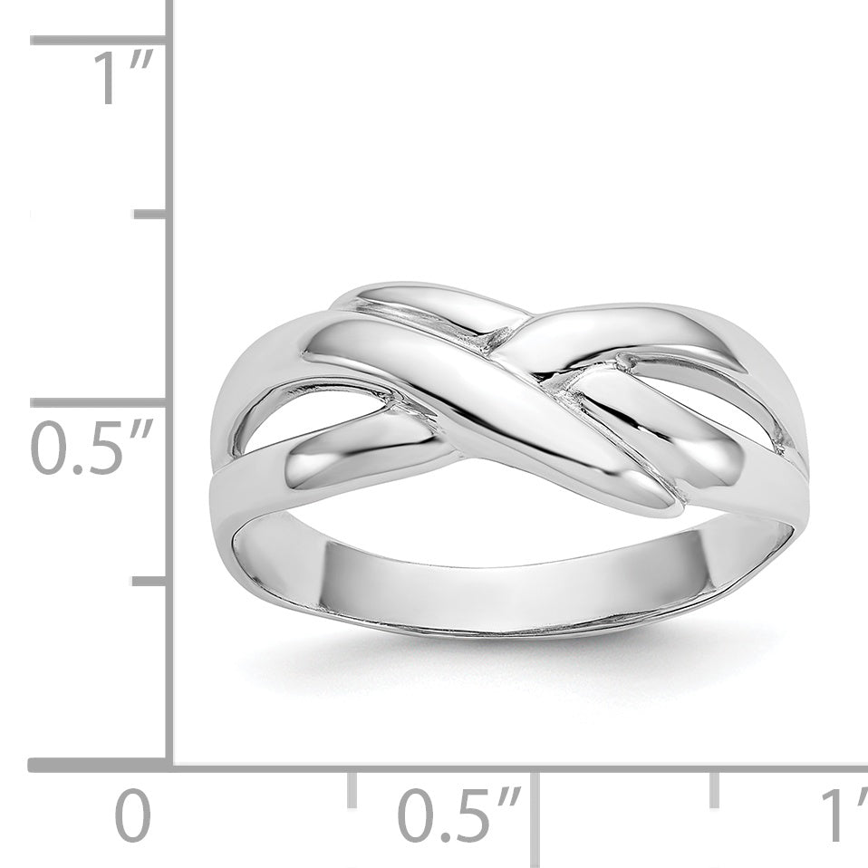 14k White Gold Polished X Dome Ring